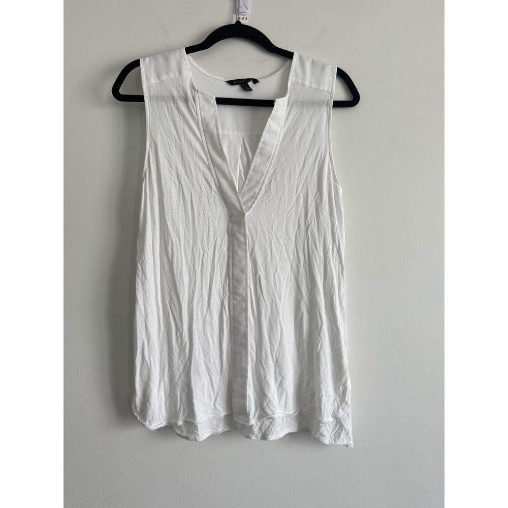 Banana Republic White Sleeveless Tunic Top Size Small | V-Neck Draped Blouseโ